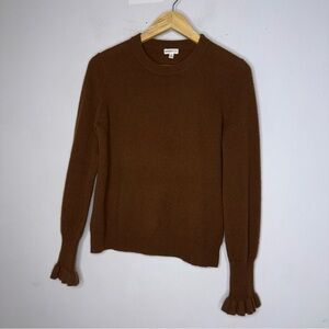 minnie rose Cashmere Sweater Brown Ruffle Cuff Small